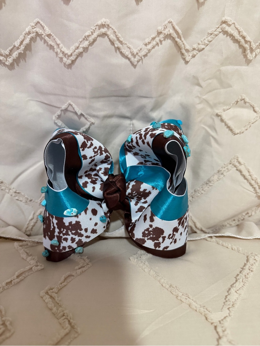 Cowprint and Turquoise Bow